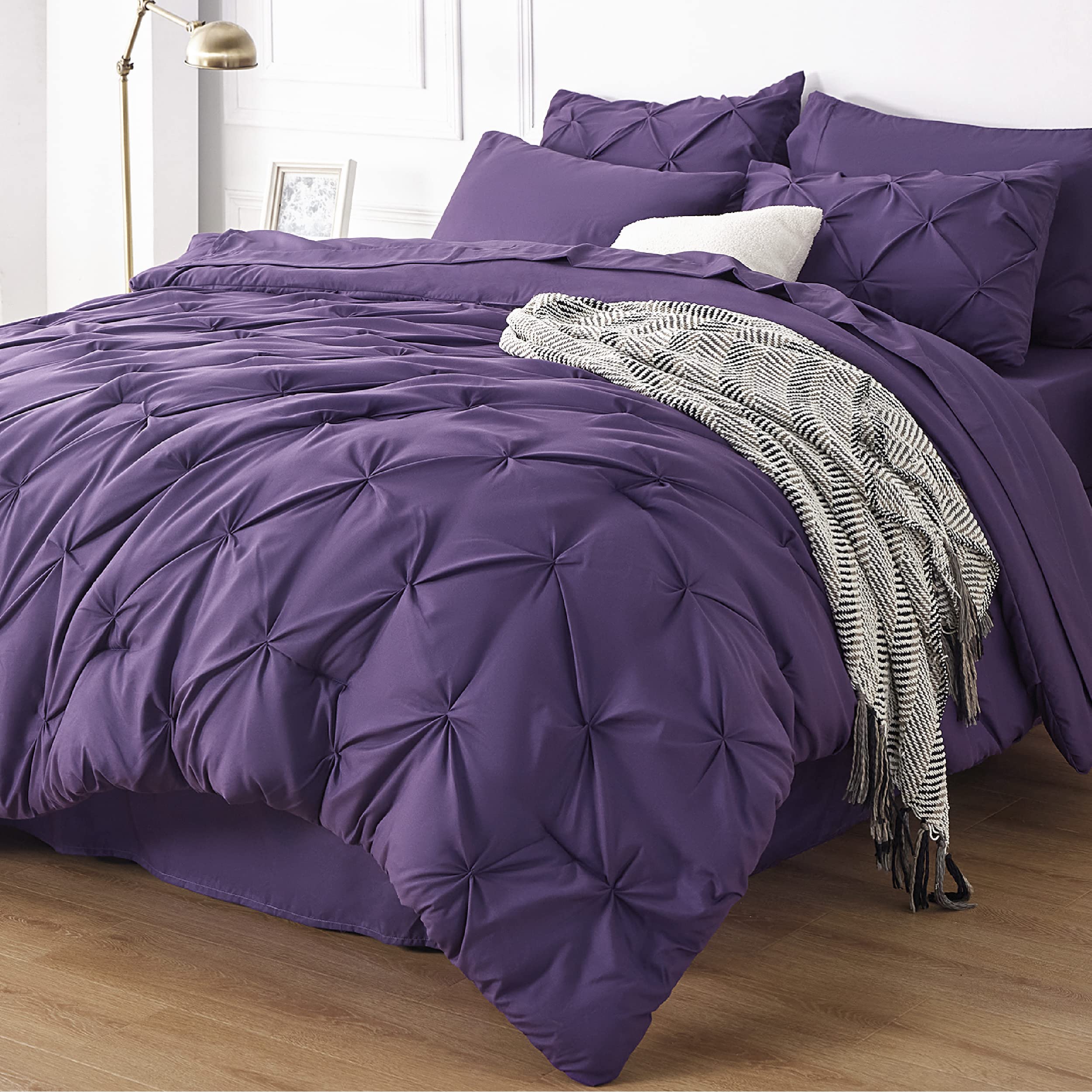 Bedsure Full Size Comforter Sets - Bedding Sets Full 7 Pieces, Bed In A Bag Purple Bed Sets With Comforter, Sheets, Pillowcases