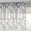 No. 918 Kaz Embroidered Retro Curves Sheer Rod Pocket Curtain Panel, 50 x 63, Black/White
