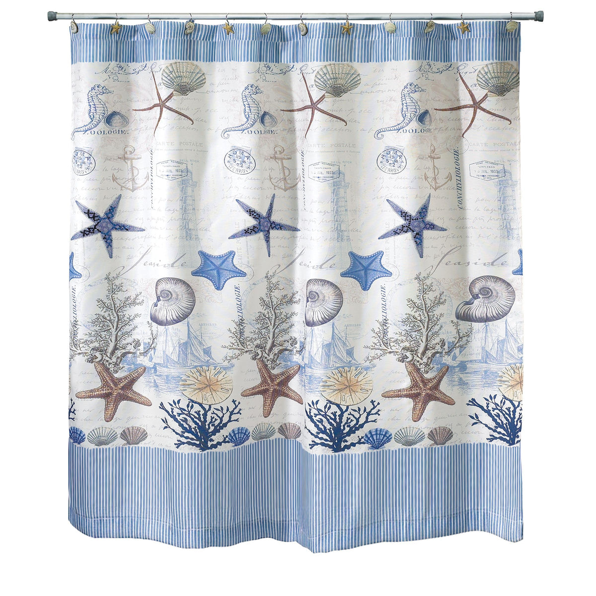 Avanti Linens - Fabric Shower Curtain, Nautical Bathroom Decor (Antigua Collection, 72')