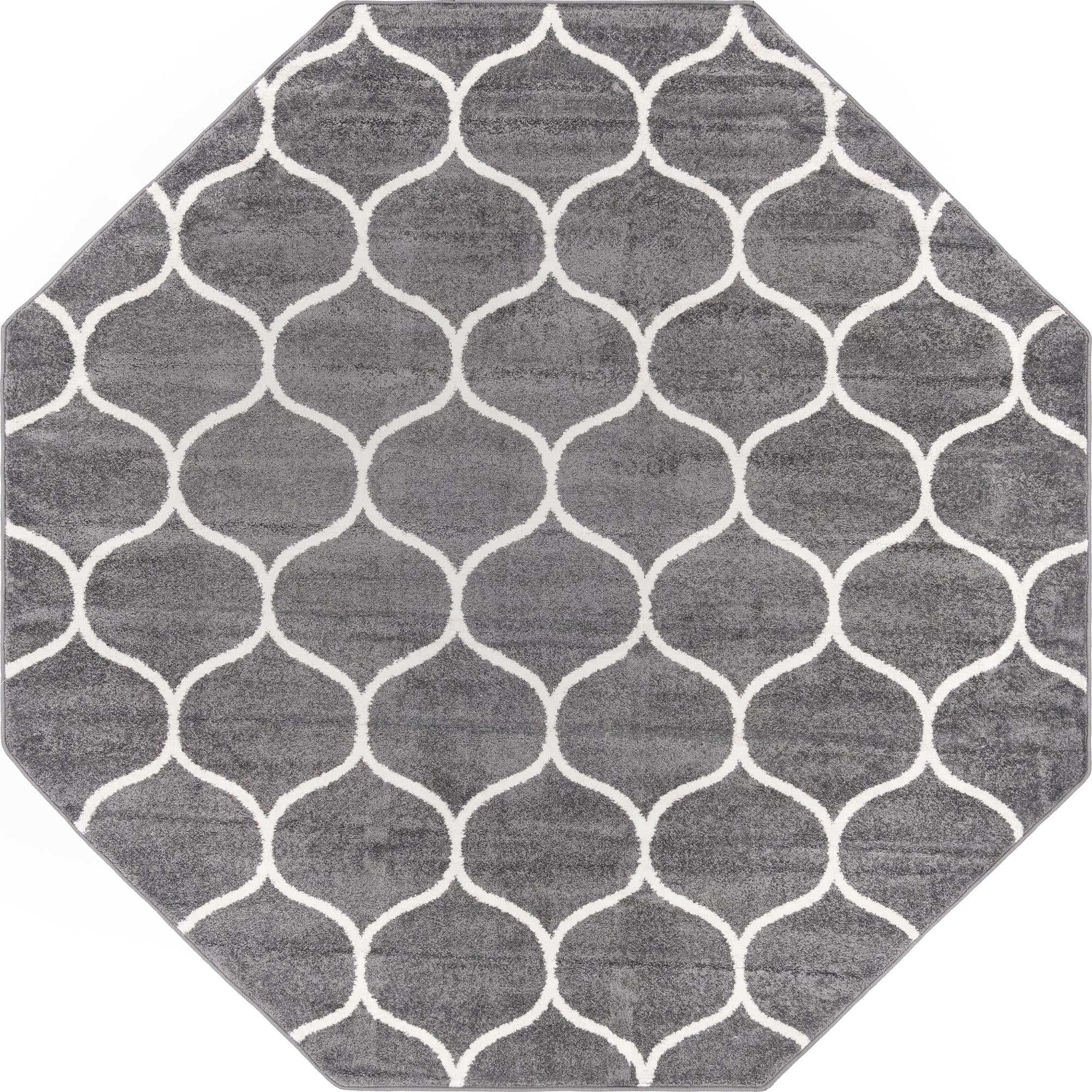 Unique Loom Trellis Frieze Collection Area Rug - Rounded (7' 10'' Octagon, Dark Gray/ Ivory)