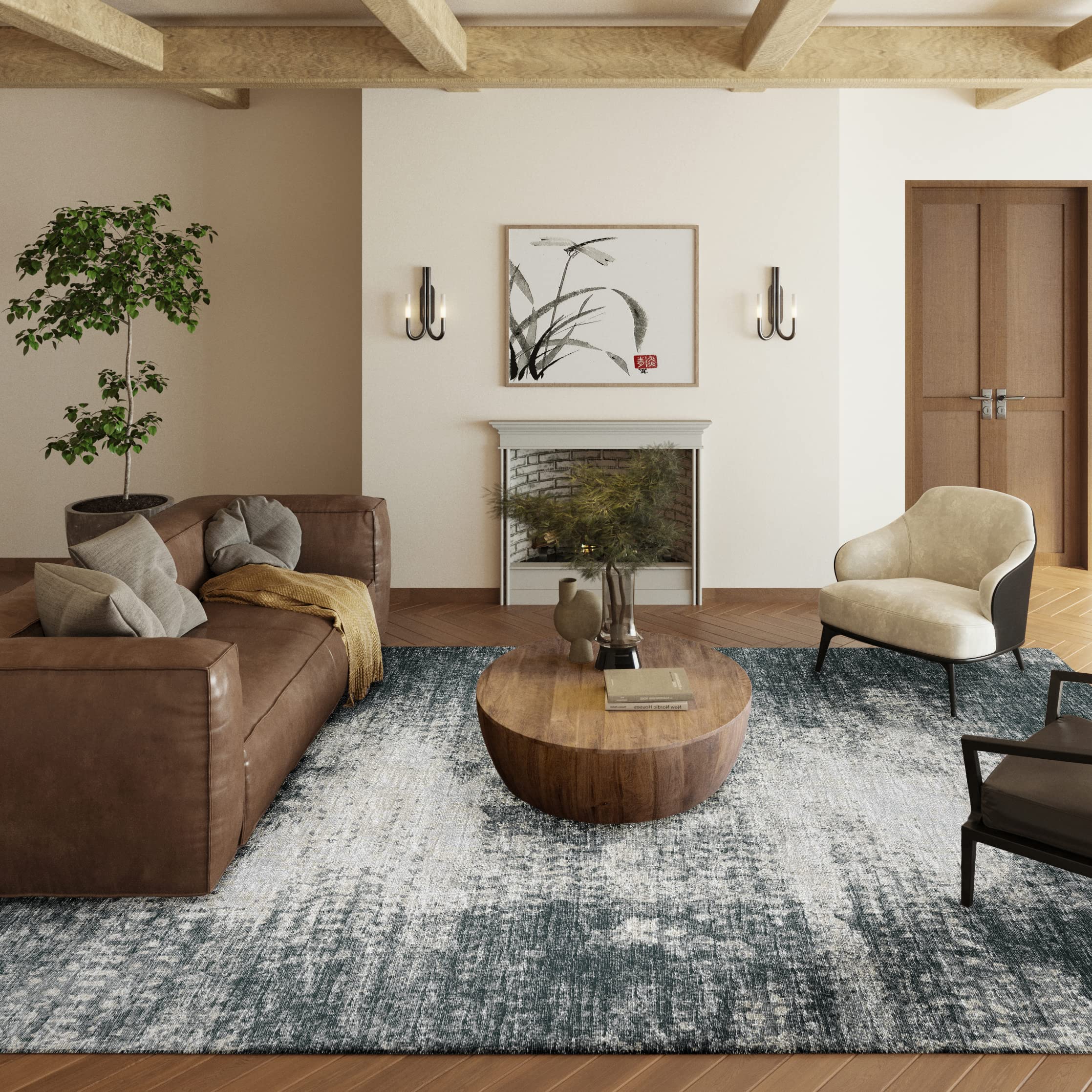Addison Rugs Rylee Ary31 Black Washable 8' X 10' Indoor Outdoor Area Rug, Easy Clean, Machine Washable, Non Shedding, Bedroom, Entry, Living Room, Dining Room, Kitchen, Patio Rug