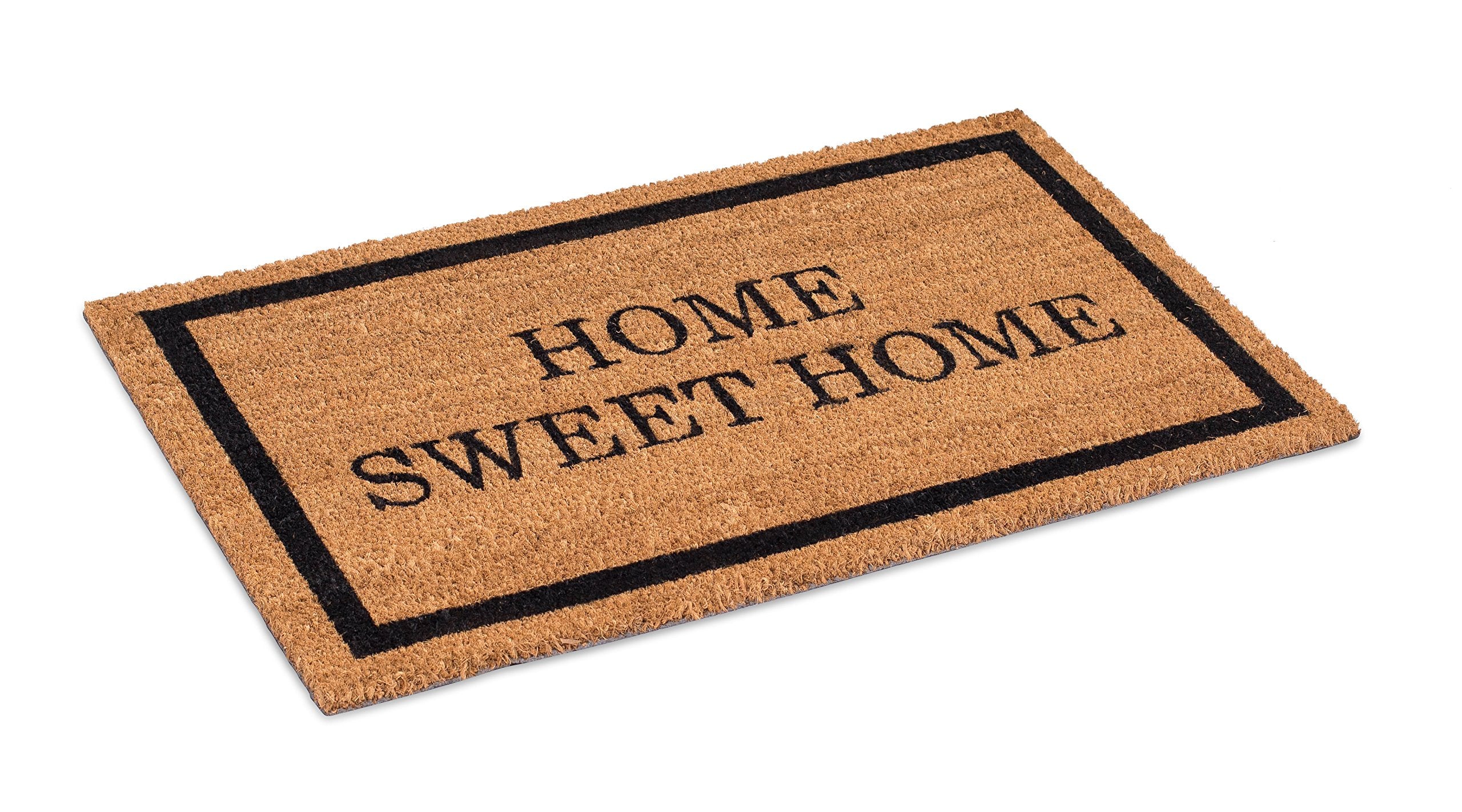 Birdrock Home - Home Sweet Home Coir Doormat - Vinyl Backed, Waterproof, Dirt Trapper, Heavy Duty For Indoor/Outdoor Entry, Porch, Garage, Black Border, Natural Fade, Mud Catching, Entrance House Mats
