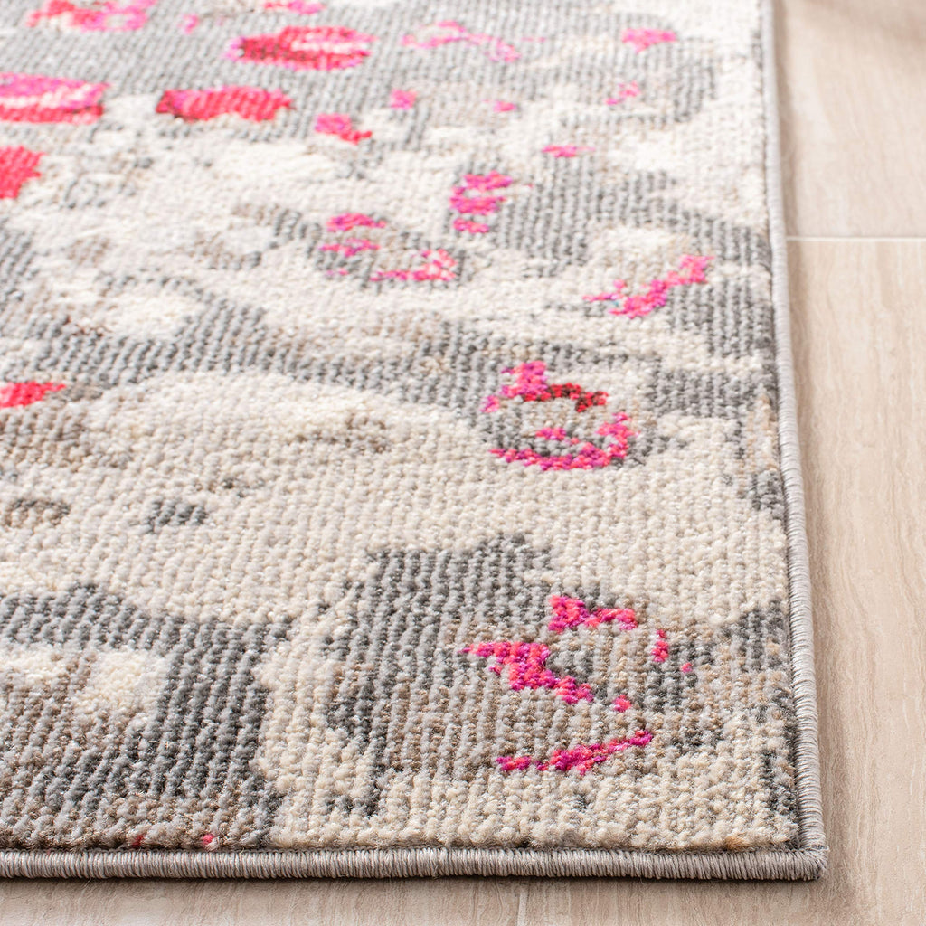 Safavieh Madison Collection Area Rug - 10' X 14', Grey & Red, Boho Abstract Distressed Design, Non-Shedding & Easy Care, Ideal F