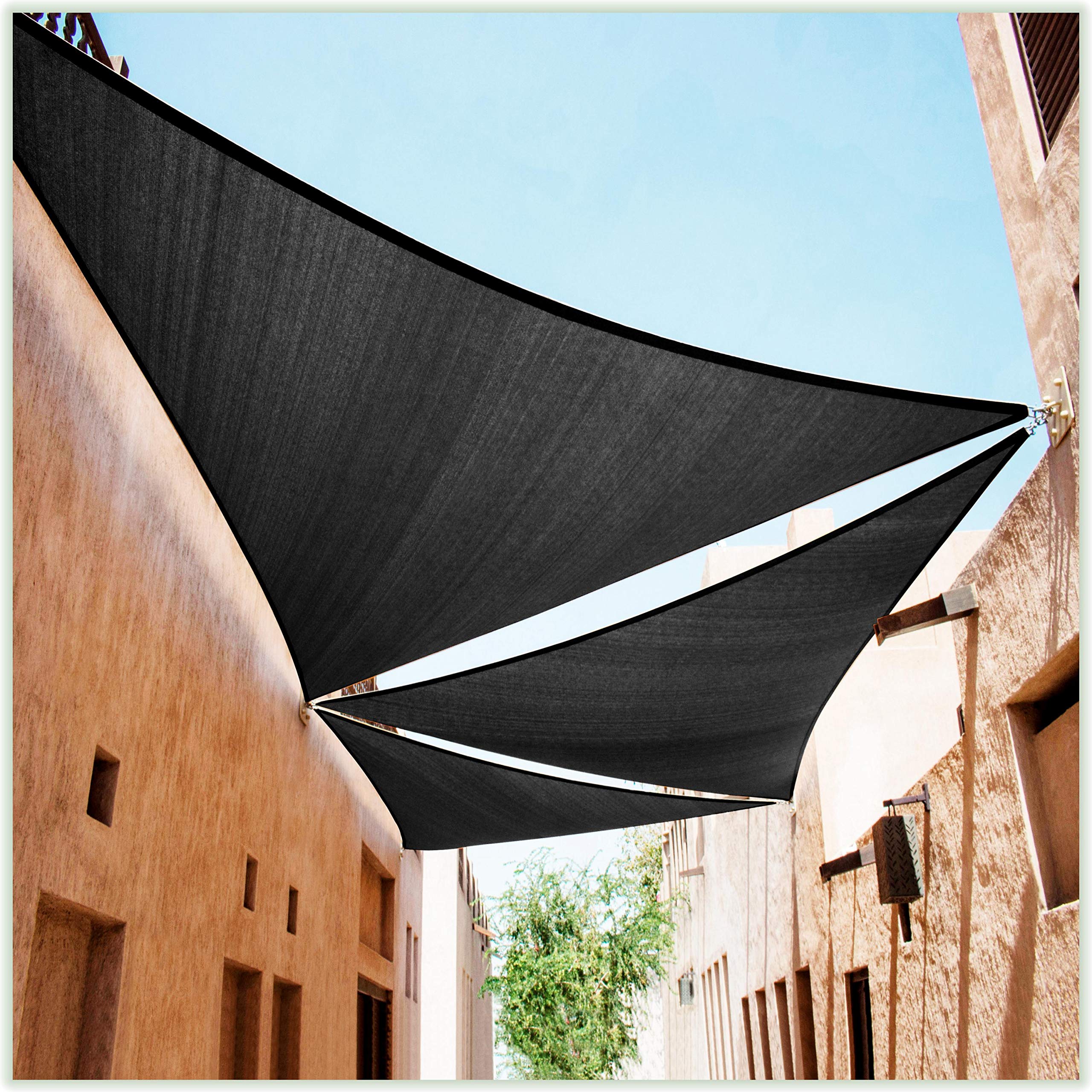 Colourtree Ctaprt10 Order To Make Custom Size 10' X 11' X 14.9' Black Right Triangle Sun Shade Sail Canopy Mesh Fabric Uv Block