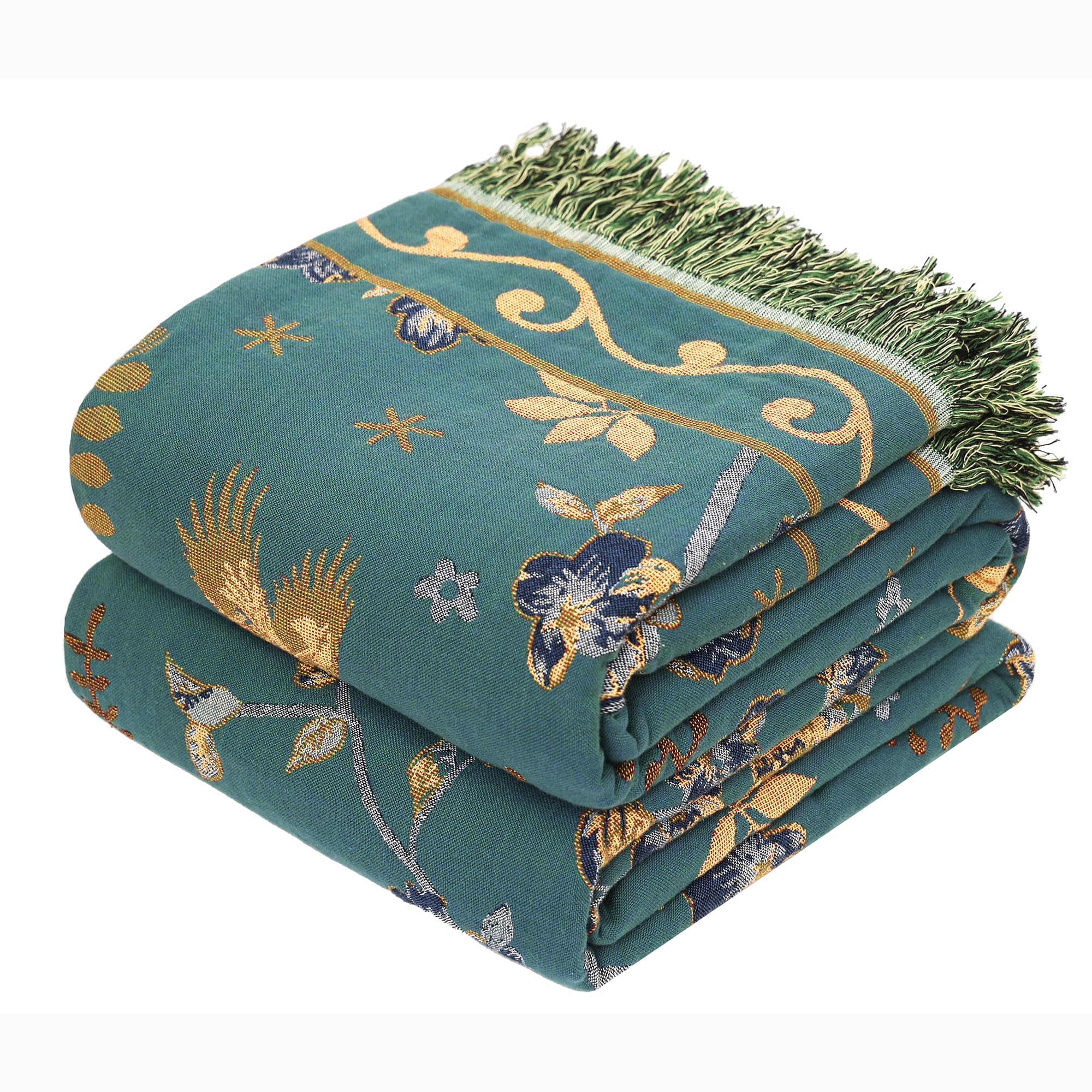 VANJOROY Boho Sofa Bed Large Throw Blanket Decor,Ultra Soft Luxury Throw Quilt,100% Organic Cotton Reversible Bohemian Throw for
