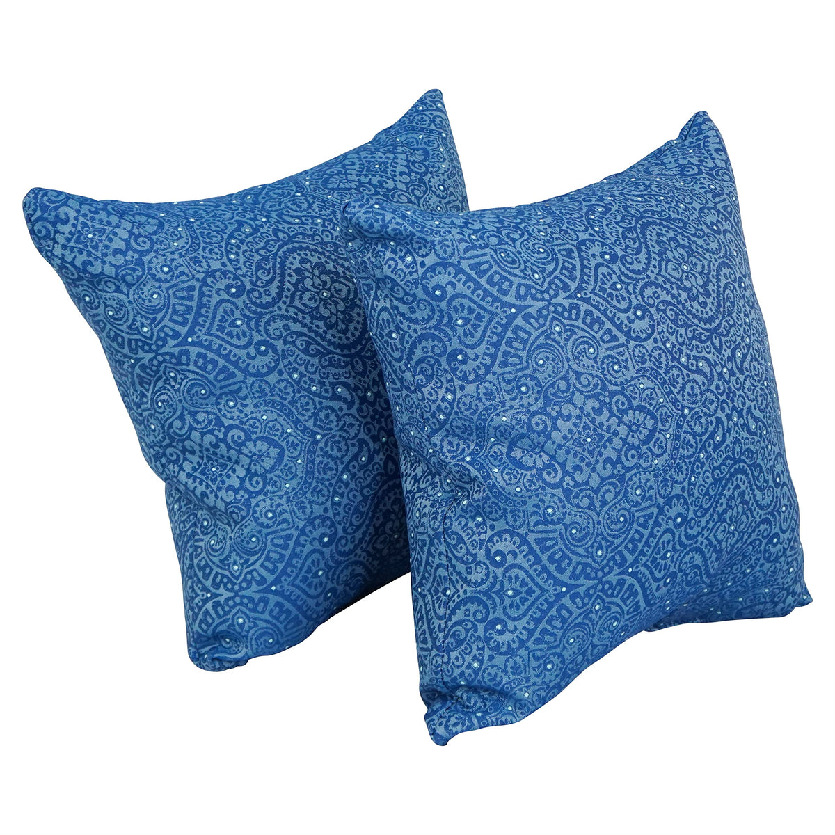 Blazing Needles Square Polyester Jacquard Throw Pillows, 17&quot;, Mabul Aegean 2 Count