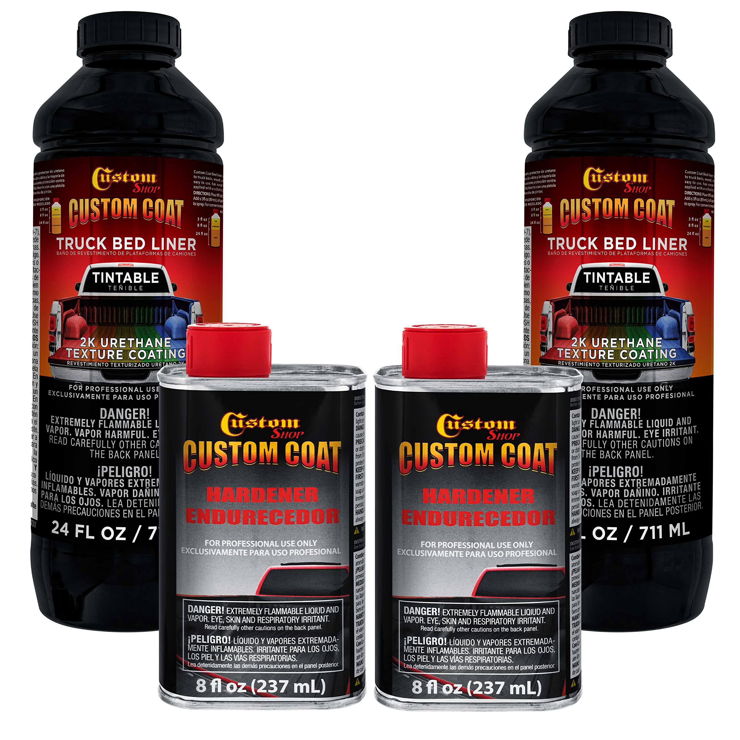 Custom Coat Tintable Base Only 2 Quart (1/2 Gallon) Urethane Spray-On Truck Bed Liner Kit - Easy 3 To 1 Mix Ratio, Just Mix, Sha