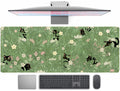Cute Green Leaves Pink Flowers Mouse Pad Desk Pad Kawaii Anime Cat Desktop Protector Decor Desk Mat, Xl Large Gaming Mousepad Fo