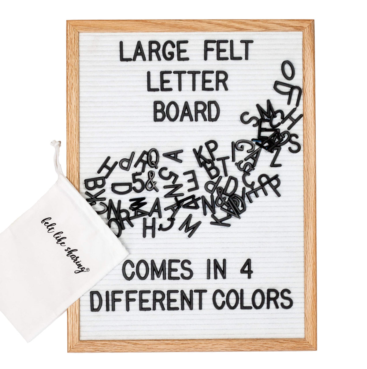 White Felt Letter Board 12X16 Inches, Changeable Letter Board Plus 348 Black Plastic Letters, Warm Oak Frame Wooden Letter Board