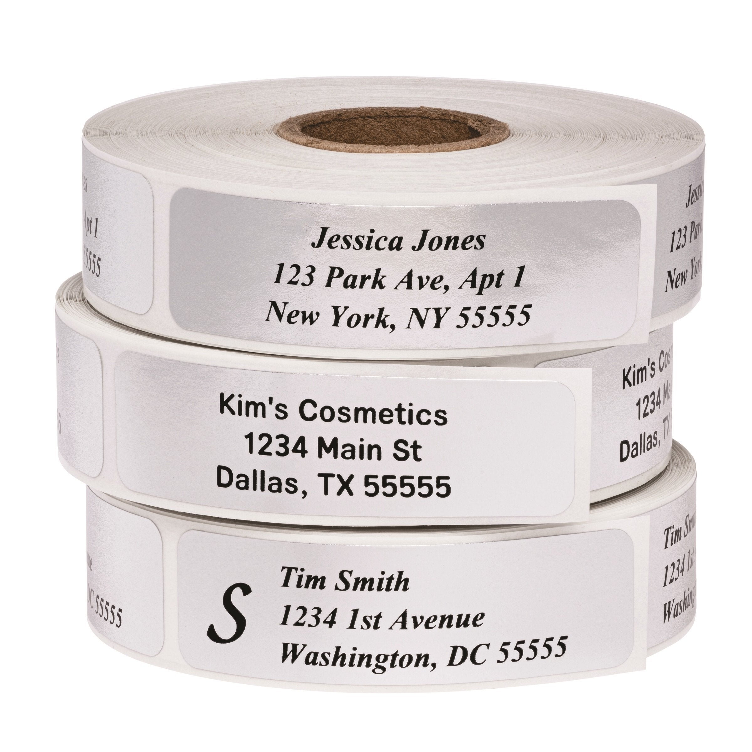 Return Address Labels - Roll Of 500 Personalized Labels (Silver)