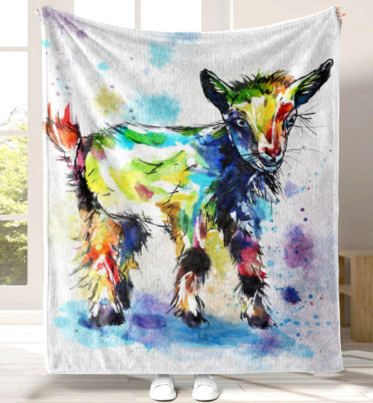 Carwayii Goat Blanket Goat Gifts For Girls Boys Kids Cute Blanket Throw Blanket Colorful Couch Sofa Blanket Flannel Goat Stuffed