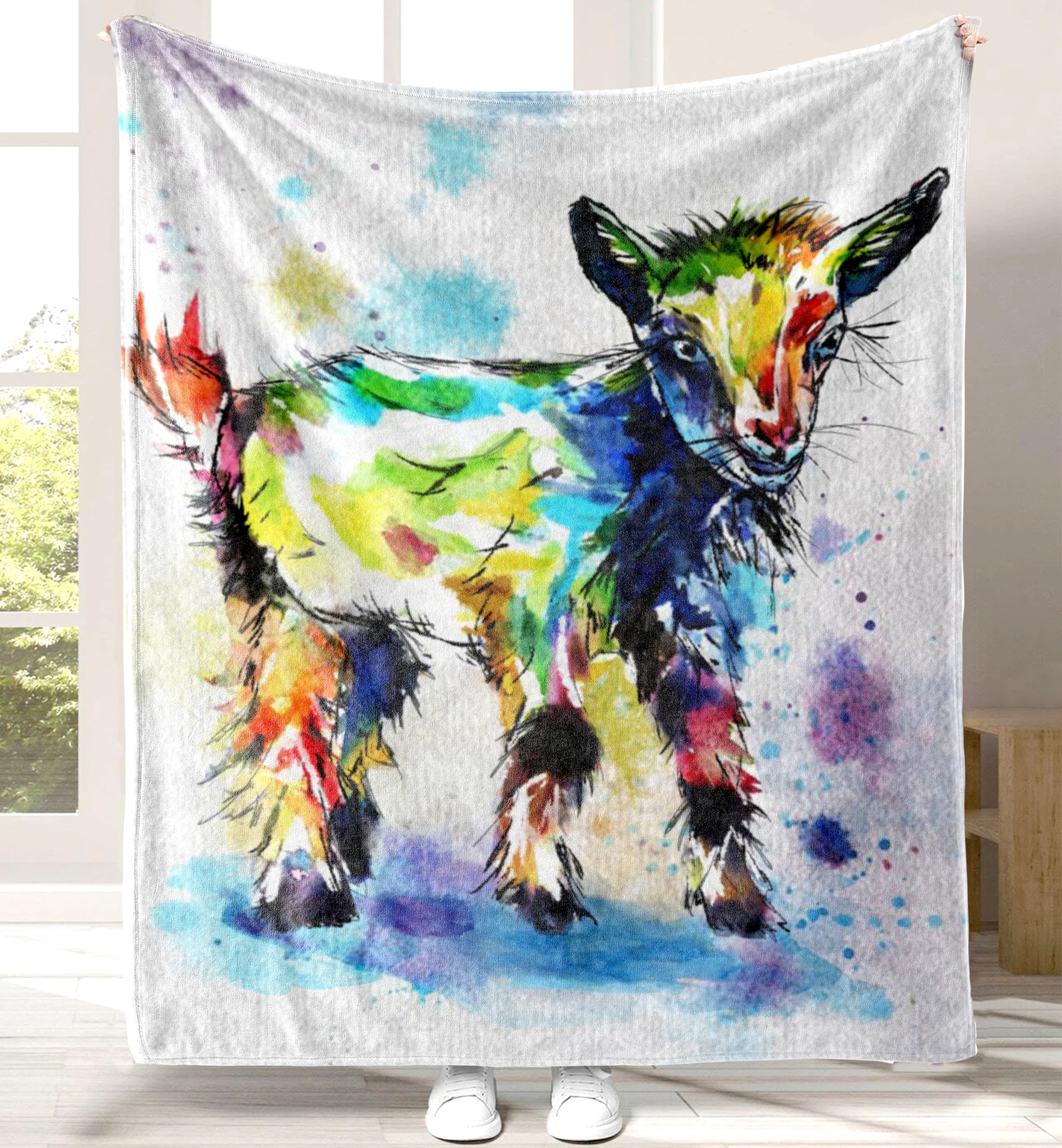 Carwayii Goat Blanket Goat Gifts For Girls Boys Kids Cute Blanket Throw Blanket Colorful Couch Sofa Blanket Flannel Goat Stuffed