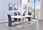 Best Master Furniture Babara Mid-Century Modern Lacquer Gloss Dining Table, White