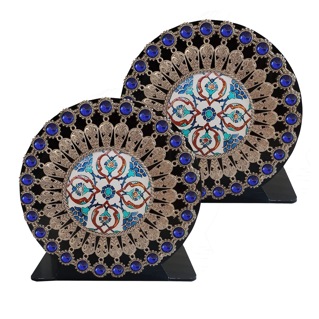 Pictor Gift Ottoman Tiles Model Bookends, Book Ends to Hold Books for Office Home Decorative Metal Heavy Duty Bookends for Shelv