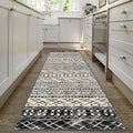 KUTA Moroccan Washable Runner Rug 2.6x8, Non-Slip Vintage Black Navy Blue Boho Hallway Kitchen Runner Rug Ultra Soft Geometric C