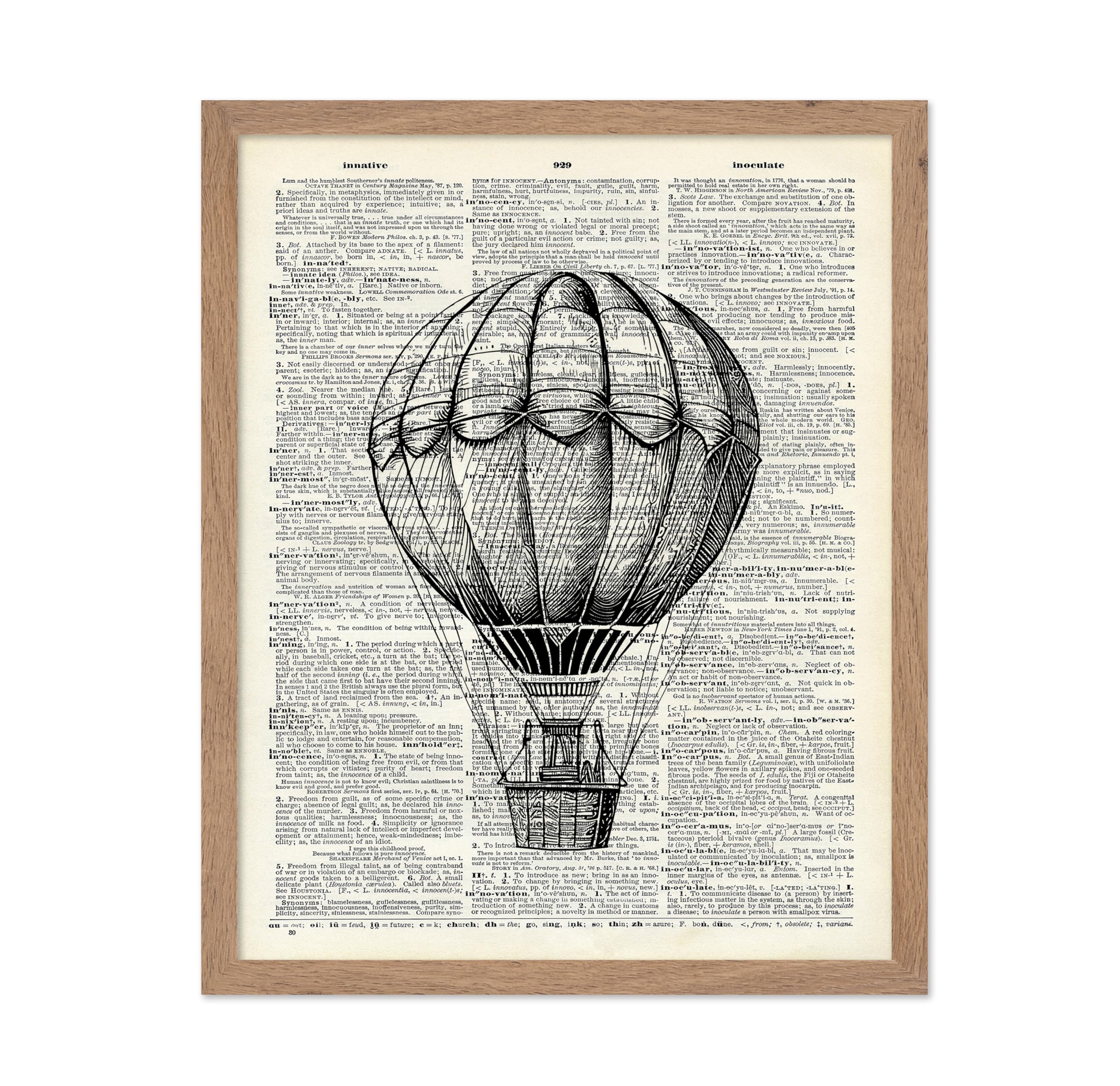 Poster Master Dictionary Art Poster - Hot Air Balloon Print - Sketch Art - Black & White Art - Gift for Men & Women - Minimal De