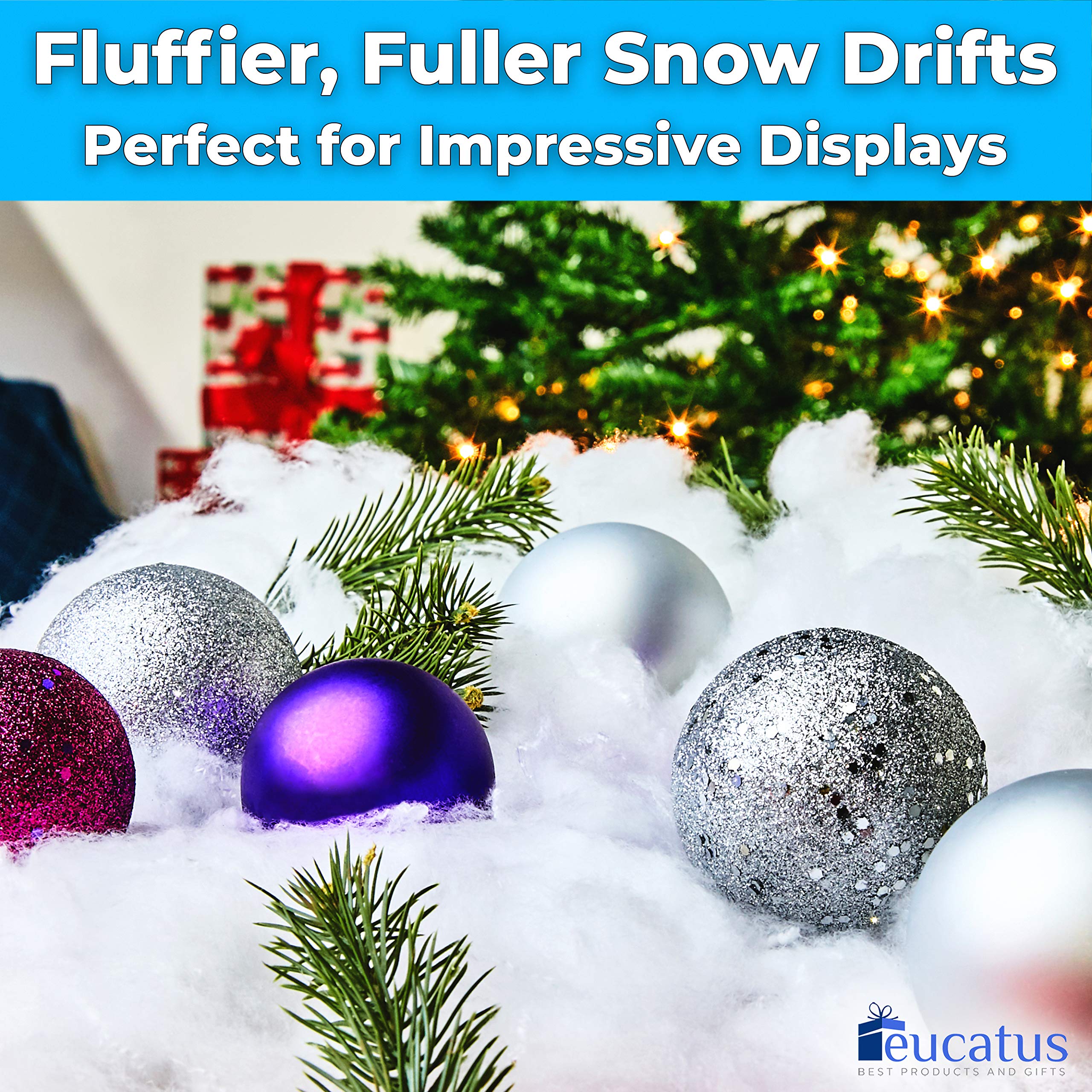 Eucatus Super Realistic Fake Snow Blanket For Decorating Indoor Snow 30 Sqft Cotton-Like Fluffy Snow For Winter Mantle Village,