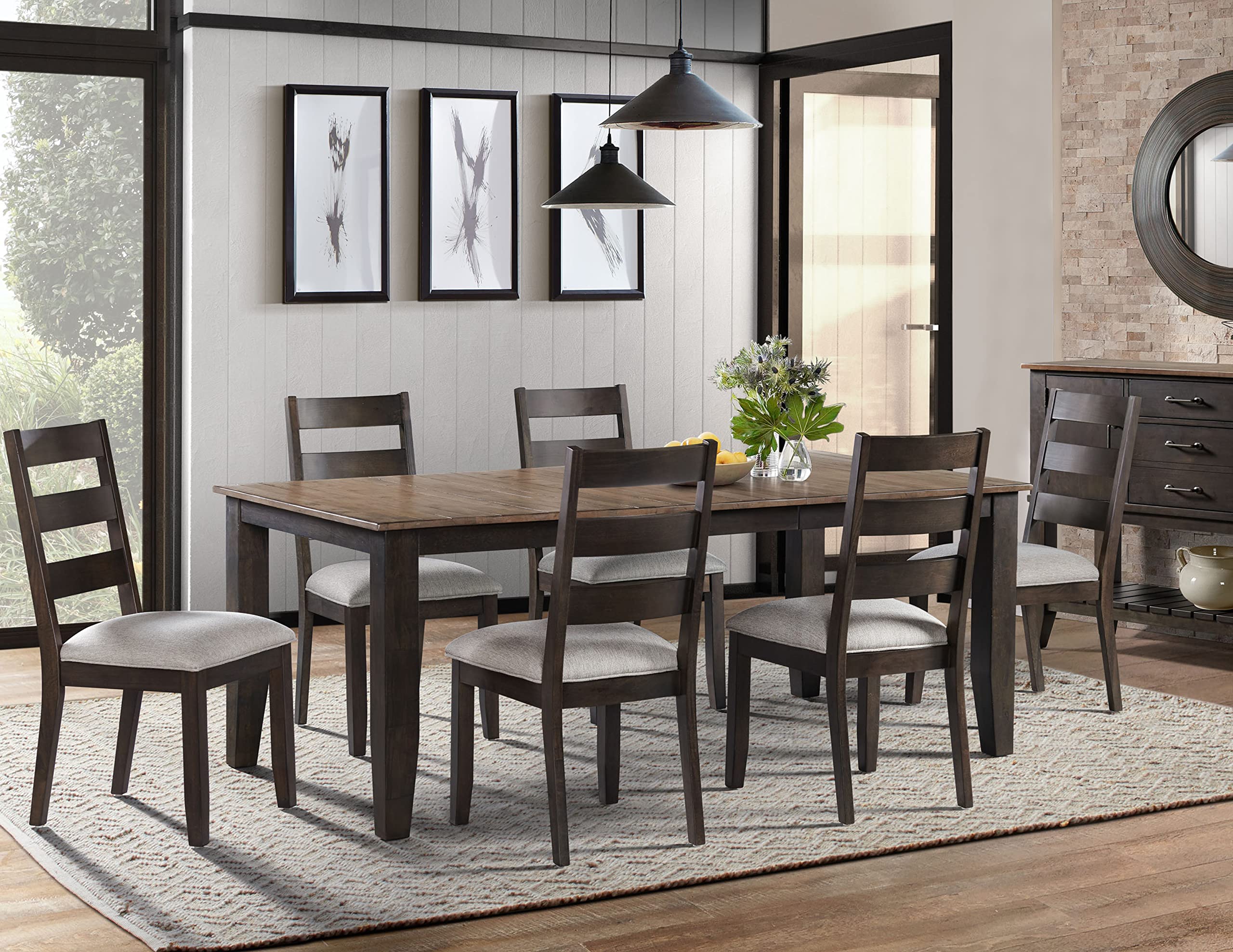 Intercon Beacon 60" Wide Self-Storing Leaf, Black & Walnut Dining Tables