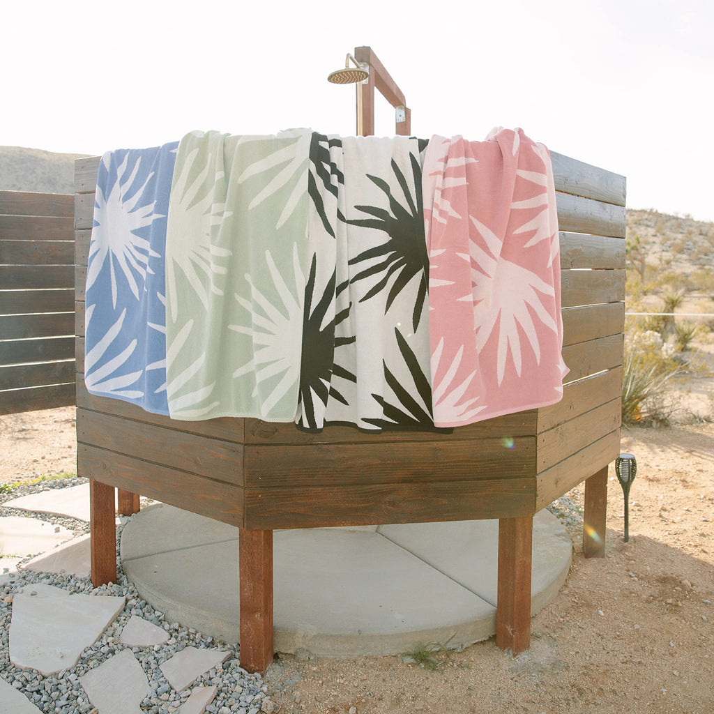 Laguna Beach Textile Co. Tropical Cabana Beach Towel - Oversized, Plush 630 Gsm Cotton - Agave Blue