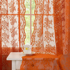 Orange Bohemian Curtains 102 Inches Long Rust Retro Lace Fall Curtains For Living Room Rod Pocket Autumn Farmhouse Halloween Dec