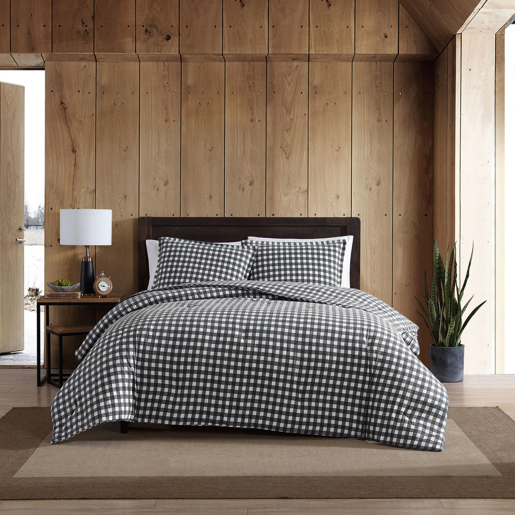 Eddie Bauer - Twin Duvet Cover Set, Reversible Flannel Bedding With Matching Sham, Home Decor For Colder Months (Preston Grey, T