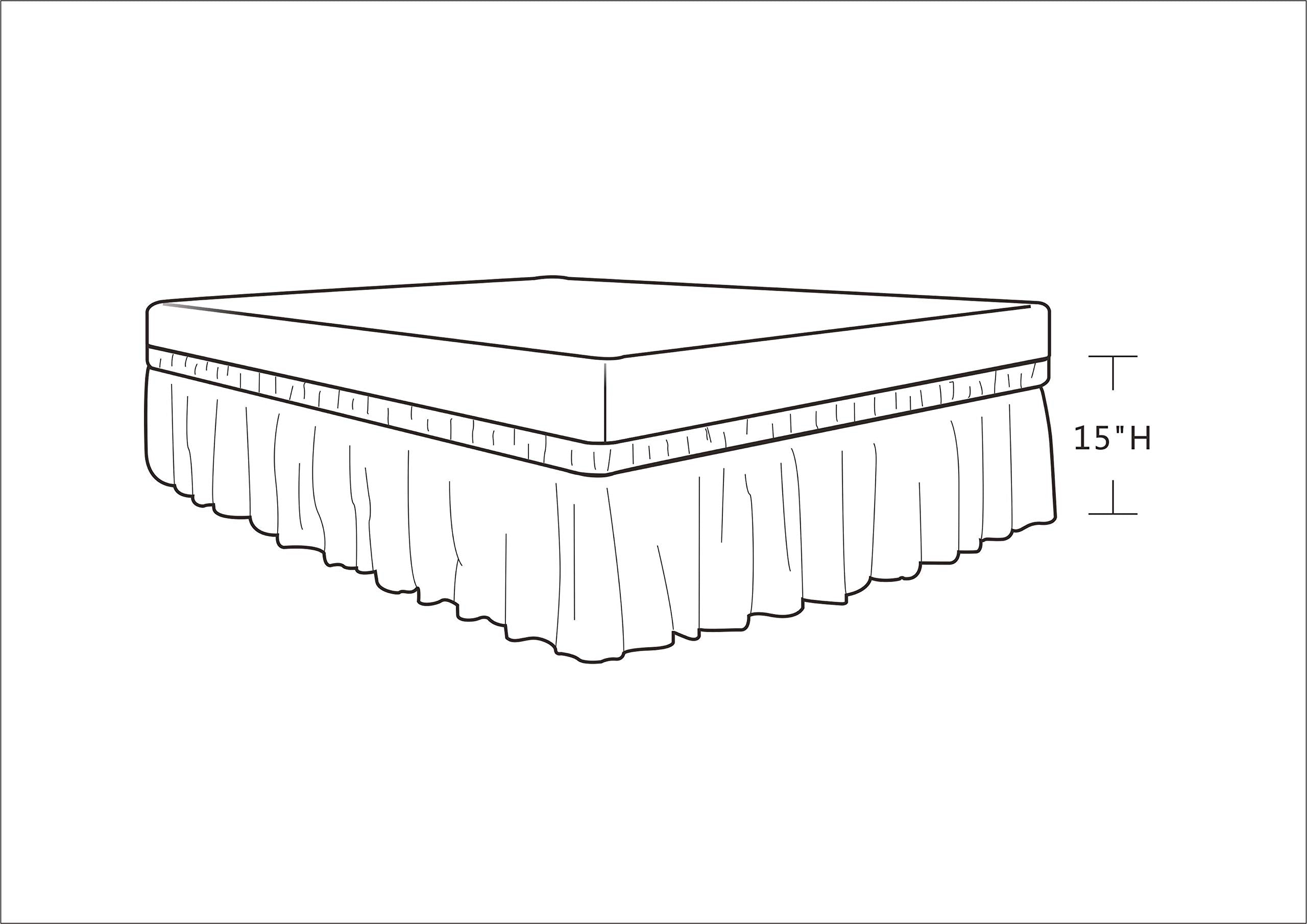 Biscaynebay Wrap Around Bed Skirts For Queen Beds 15' Drop, Brown Adjustable Elastic Dust Ruffles Easy Fit Wrinkle & Fade Resis