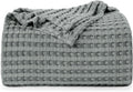 Utopia Bedding Cotton Waffle Blanket 300 Gsm (Cool Grey - 90X90 Inches) Soft Lightweight Breathable Bed Blanket Queen Size Layer