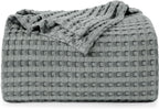 Utopia Bedding Cotton Waffle Blanket 300 Gsm (Cool Grey - 90X90 Inches) Soft Lightweight Breathable Bed Blanket Queen Size Layer