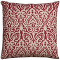 Rizzy Home | T11815 | 22"x22" Red/Neutral/Orange Damask Decorative Pillow | Poly Fill