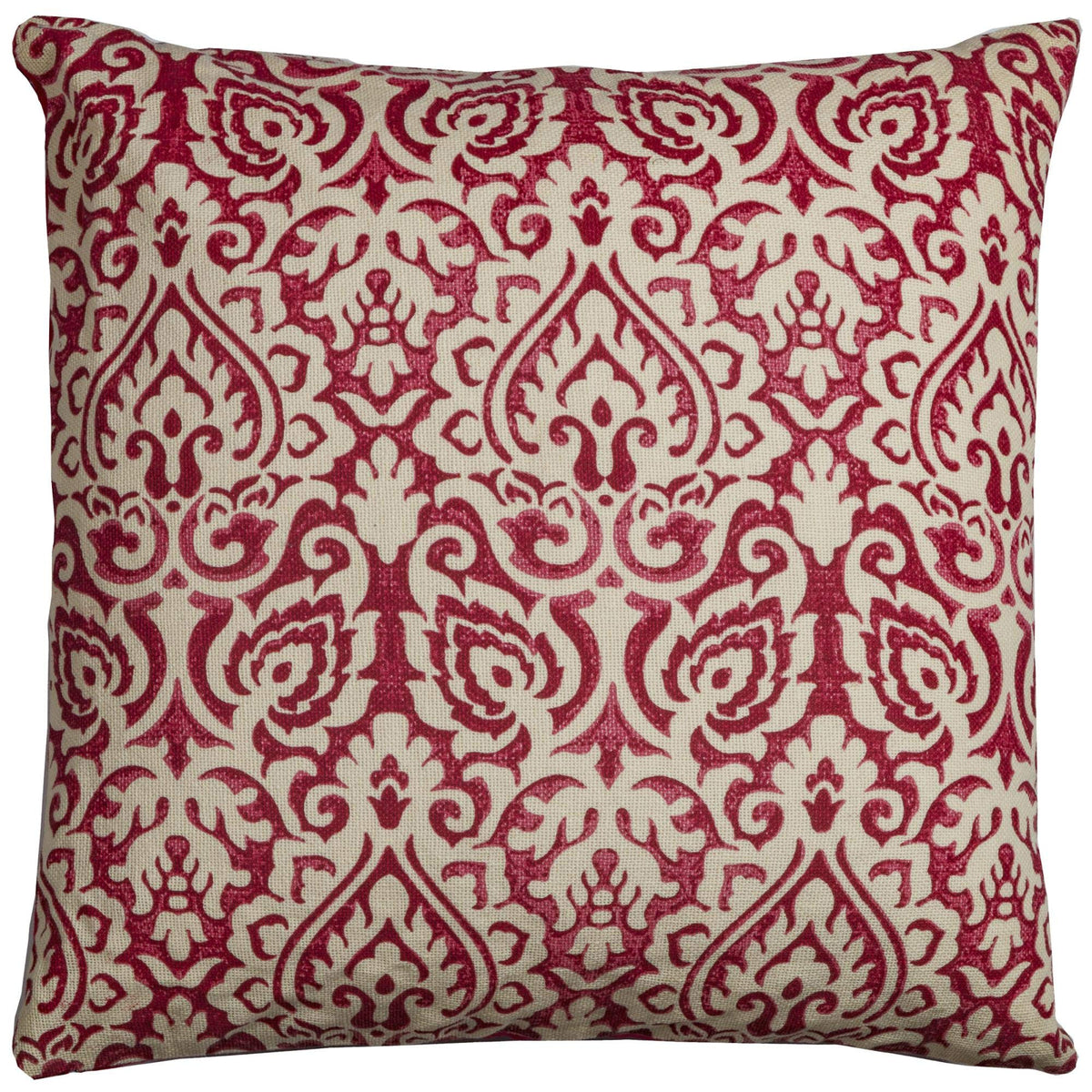 Rizzy Home | T11815 | 22&quot;x22&quot; Red/Neutral/Orange Damask Decorative Pillow | Poly Fill