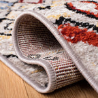 Safavieh Amsterdam Collection Runner Rug - 2'3'' X 18', Light Grey & Multi, Moroccan Boho Design, Non-Shedding & Easy Care, Idea