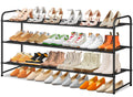 SLEEPING LAMB Long 3-Tier Shoe Organizer for Closet, Stackable Wide Shoe Rack Holds 24-Pairs Shoe Storage Shelf for Bedroom, Flo