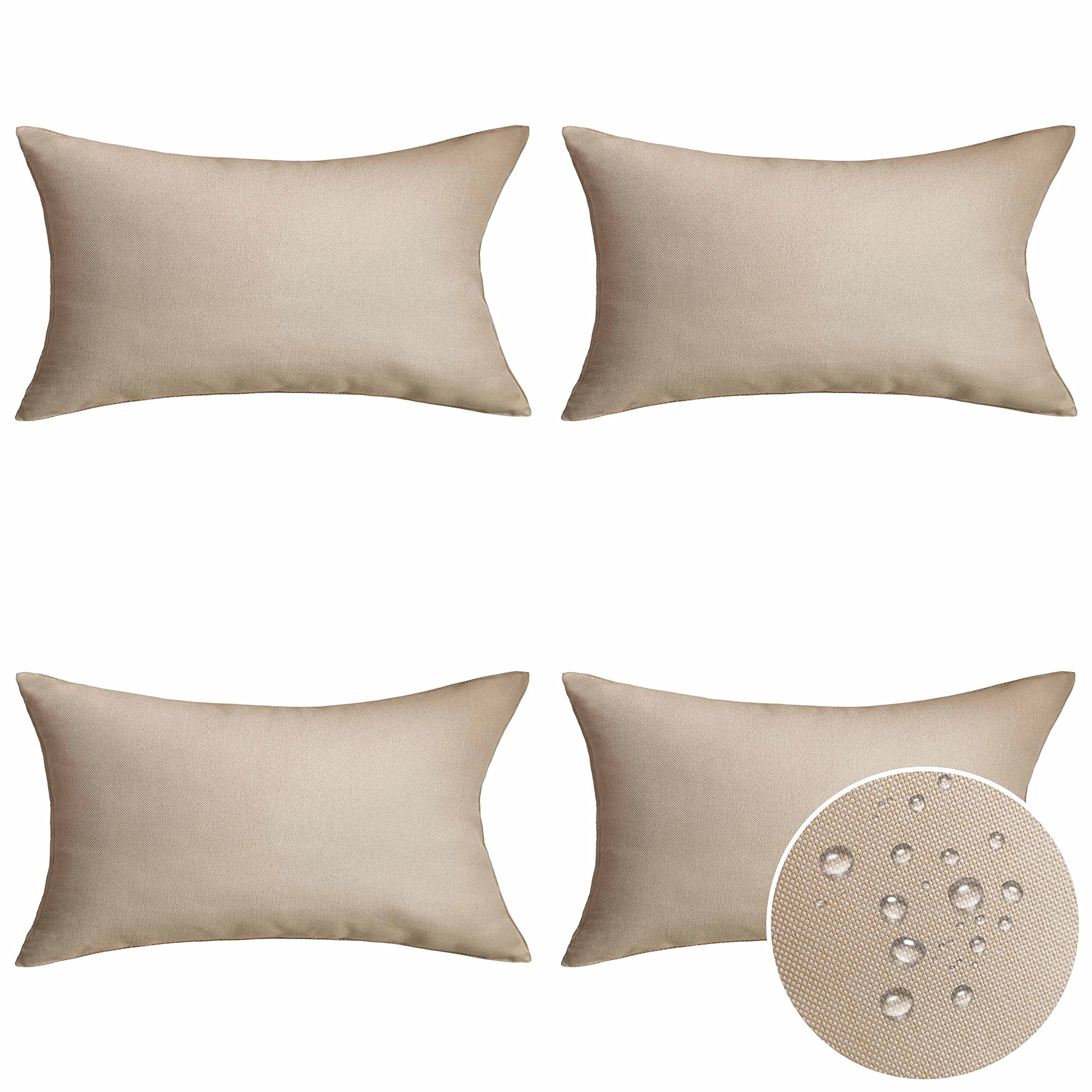 Home Brilliant Rectangle Pillow Cover 12X20 Linen Pillow Covers Waterproof Outdoor Throw Pillows For Patio, 30X50 Cm, Set Of 4,