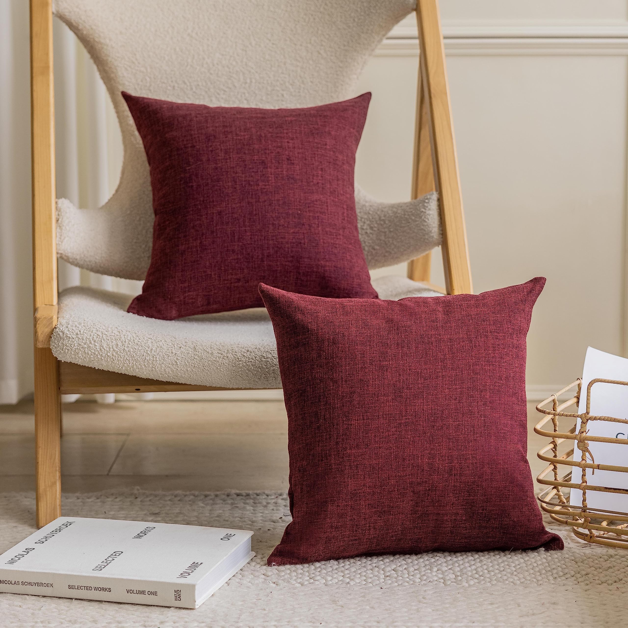 Home Brilliant Euro Sham Pillow Covers 26X26 Set Of 2 Soft Lined Linen Decorative Pillow Covers Square Vintage Pillow Cases For