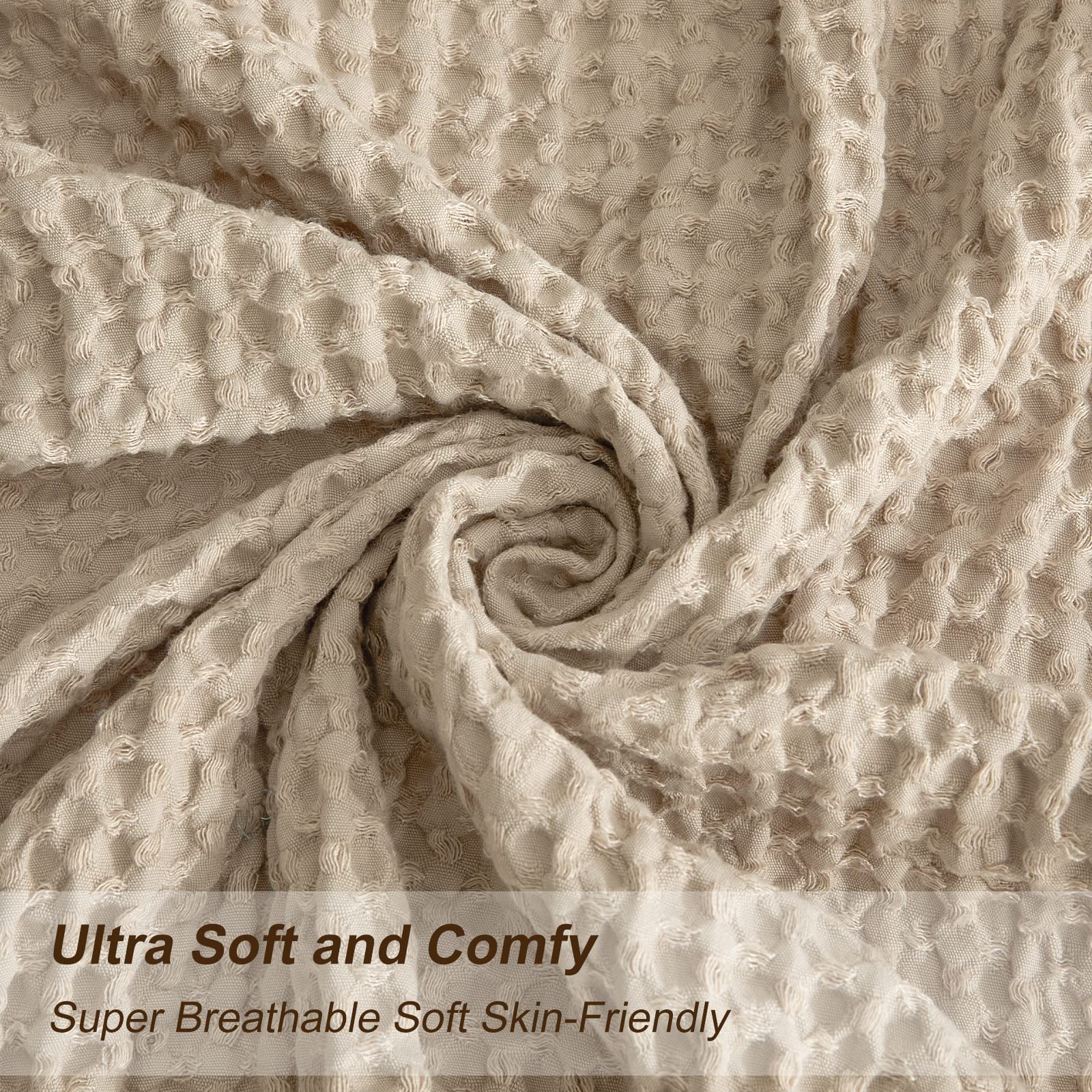 Phf Ultra Soft Waffle Weave Euro Shams Pillow Covers 26' X 26' 2 Pack, No Filling, Breathable Skin-Friendly Euro Throw Pillow Covers For Bed Couch Sofa, Khaki