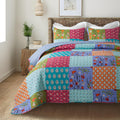 Slpr All Is Bright 2-Piece Quilt Set - Twin Size With 1 Sham, Summer Lightweight Quilted Bedspread With Colorful Patchwork, Bohe