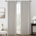 Pleat Linen Blend Room Darkening Curtains 84 Inch Length 2 Panels Set for Living Room, Natural Melange Grey for Bedroom Windows 