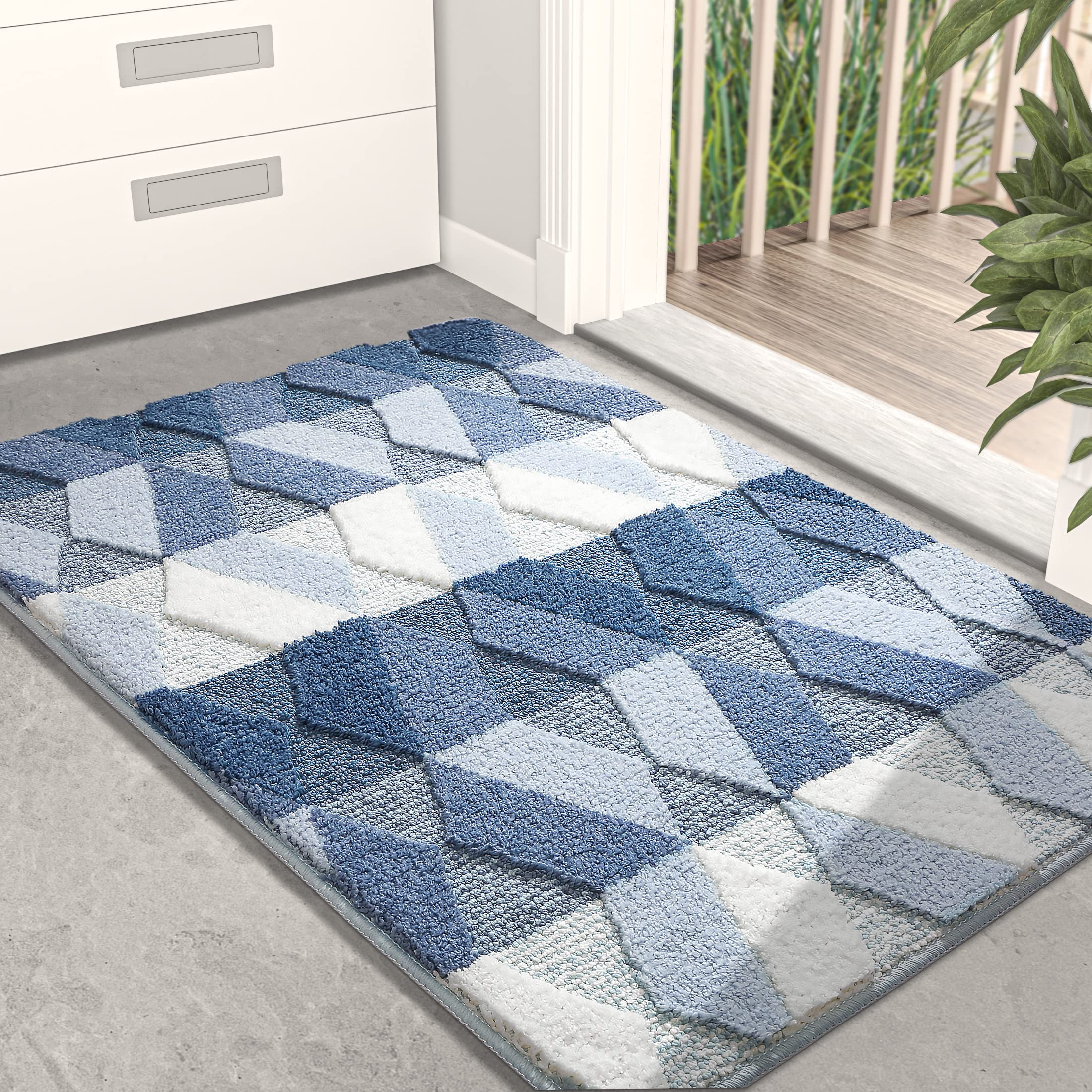 Dexi Door Mat, Non Slip Absorbent Washable Entryway Mat, Low Profile Inside Doormats For Home Entrance, Front Door, 24'X35', B