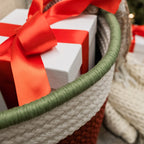 Colonial Mills Donner Accent Stripe Christmas Decorative Braided Basket, 16&Quot;X16&Quot;X12&Quot;, Sleigh Red