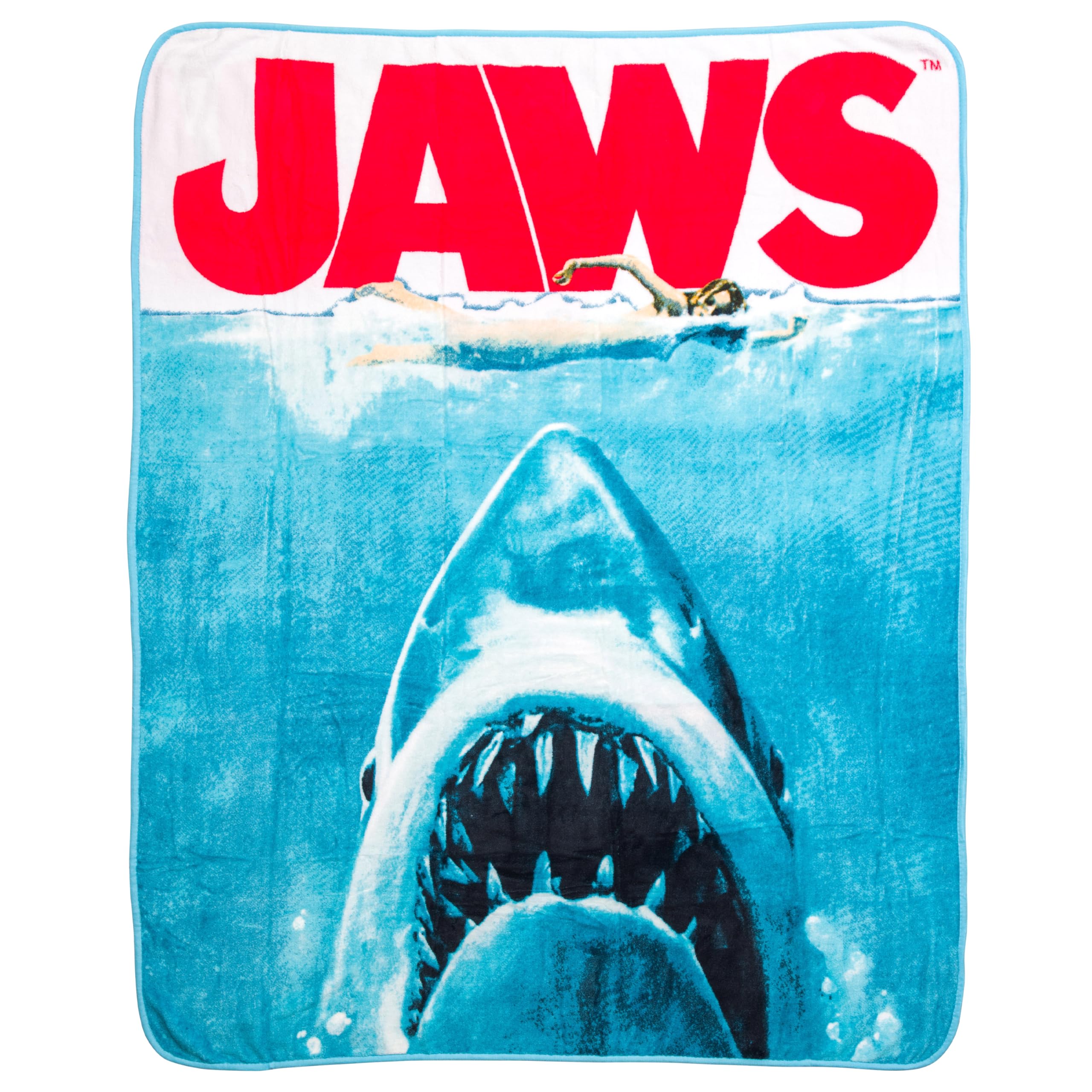 Silver Buffalo Jaws Movie Poster 45' X 60' Fleece Throw, Soft And Cozy Blanket, 250 Gsm