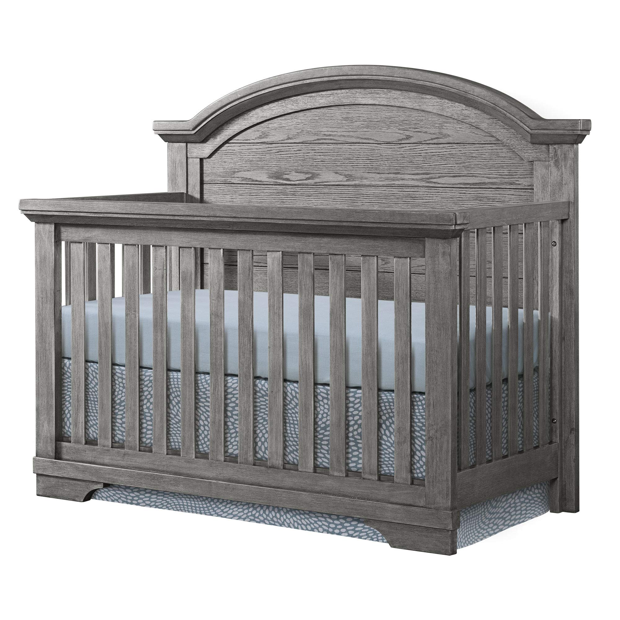 Westwood Design Arch Paneled 4 in 1 Convertible Crib, Foundry, Brushed Pewter