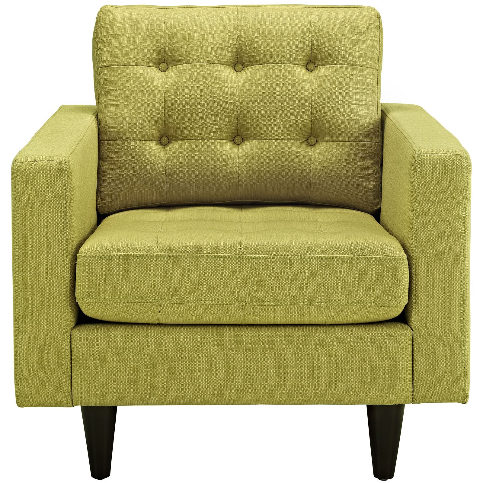 Modway Empress Mid-Century Modern Upholstered Fabric Two Armchair Set In Wheatgrass