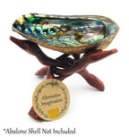 Alternative Imagination 8-Inch Stained Wooden Tripod Stand for Home Decor, Abalone Shell, Crystal Ball, and More