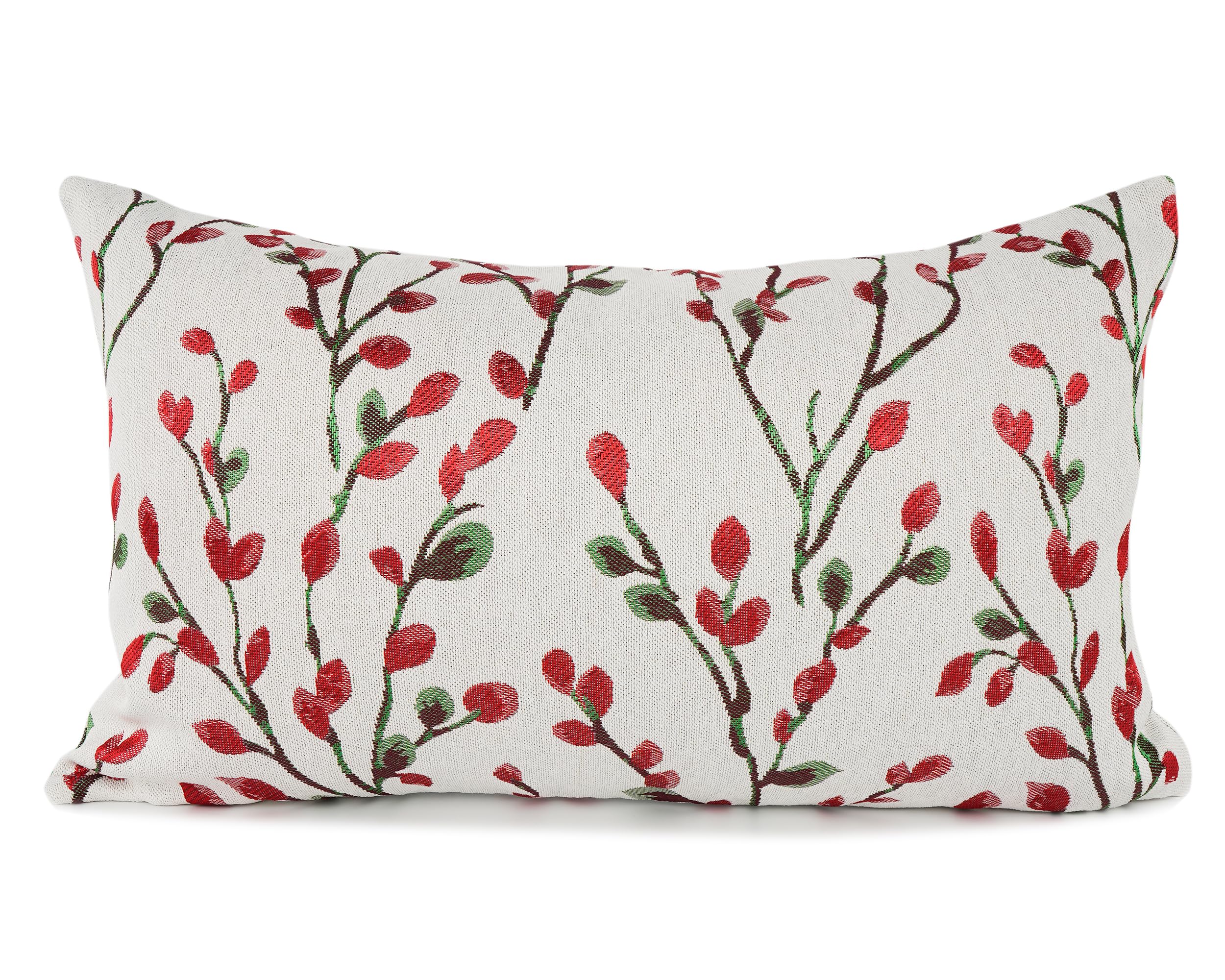 Your Smile Classical Embroidery Jacquard Christmas Red Square Decorative Throw Pillow Case Cushion Cover,12X20 Inch