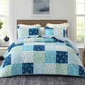 Whale Flotilla 3-Piece Printed Queen Size Quilt Bedding Set With 2 Pillow Shams Lightweight Reversible Bedspreads Coverlet Set F