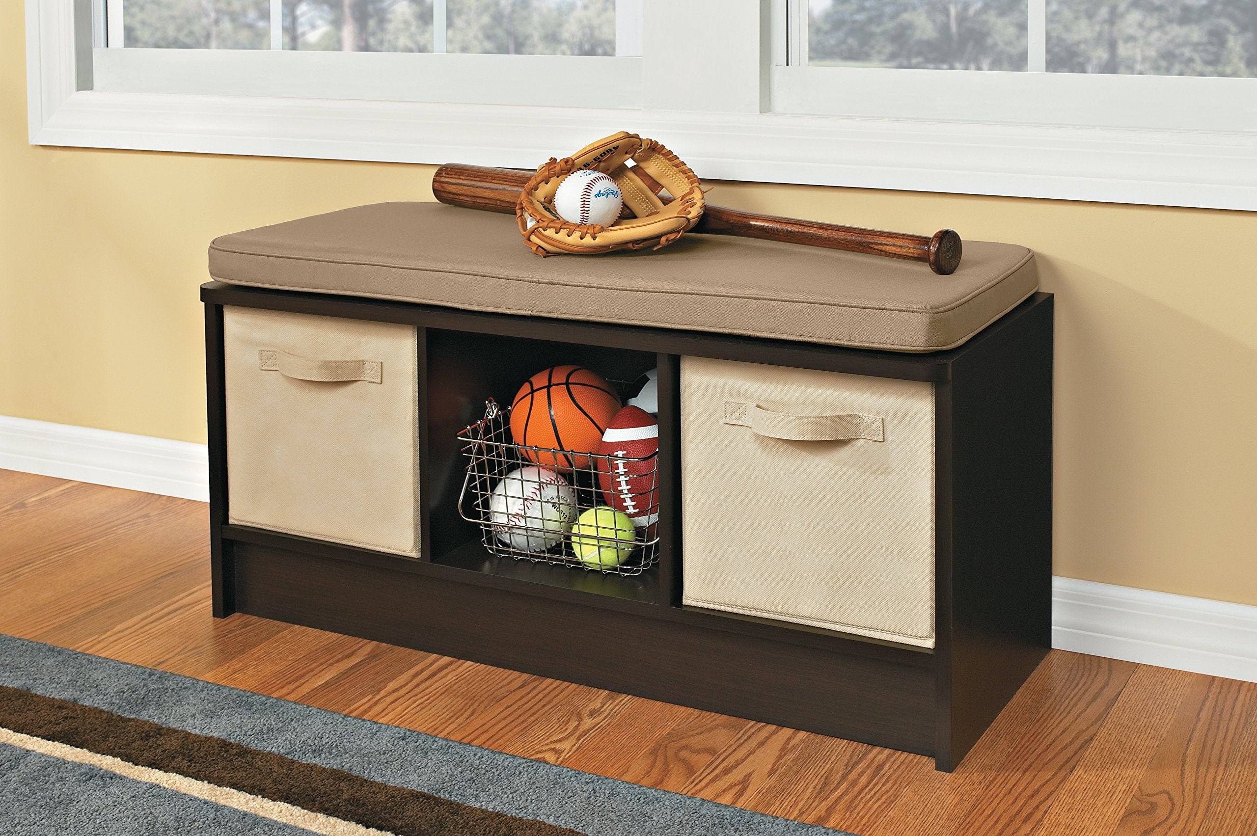 Closetmaid 1570 Cubeicals 3-Cube Storage Bench, 14.01'D X 35.27'W X 18.5'H, Espresso