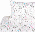 J-Pinno Unicorn Rainbow Ice-Cream Cone Twin 100% Cotton 3 Pieces Sheet Set For Kids Girls Children Flat Sheet + Fitted Sheet + P