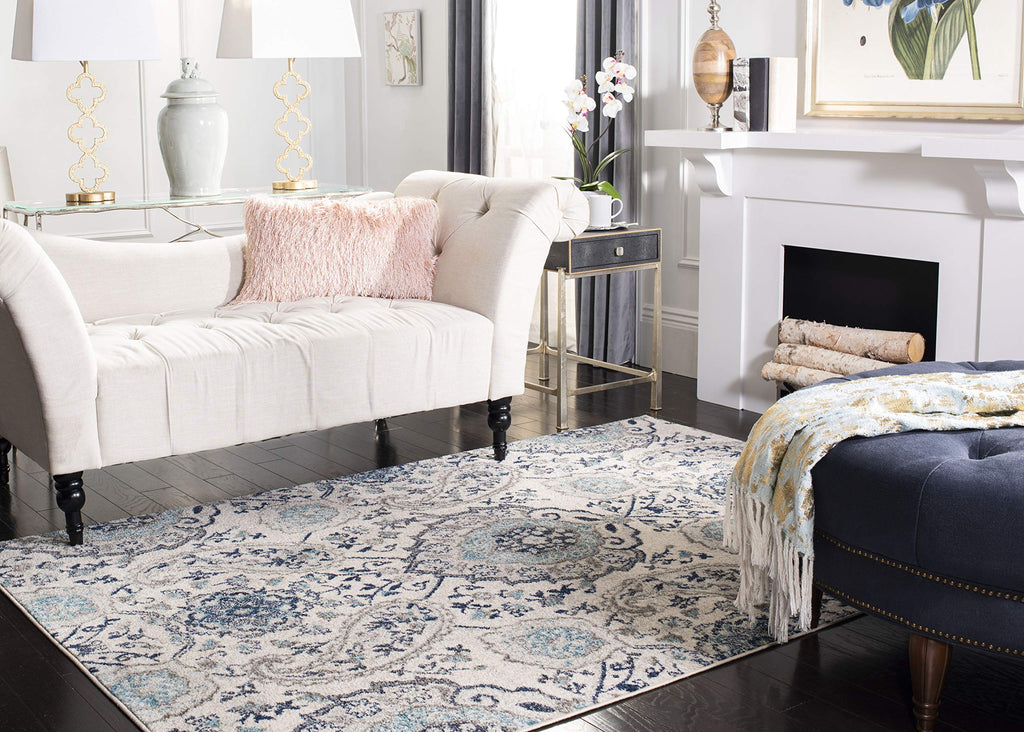 Safavieh Madison Collection X-Large Area Rug - 11' X 15', Cream & Light Grey, Boho Chic Glam Paisley Design, Non-Shedding & Easy