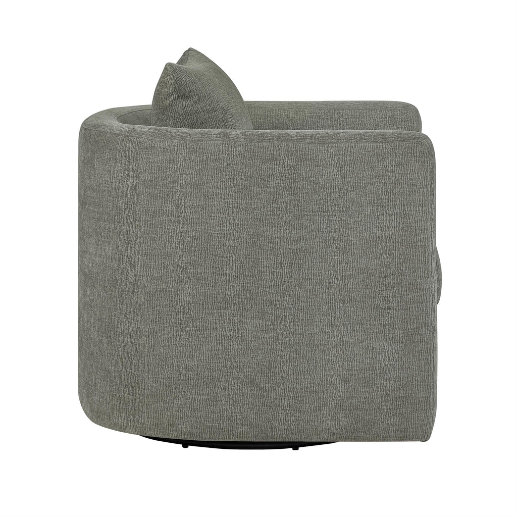 Comfort Pointe Sheldon Dark Gray Fabric Swivel Barrel Accent Chair