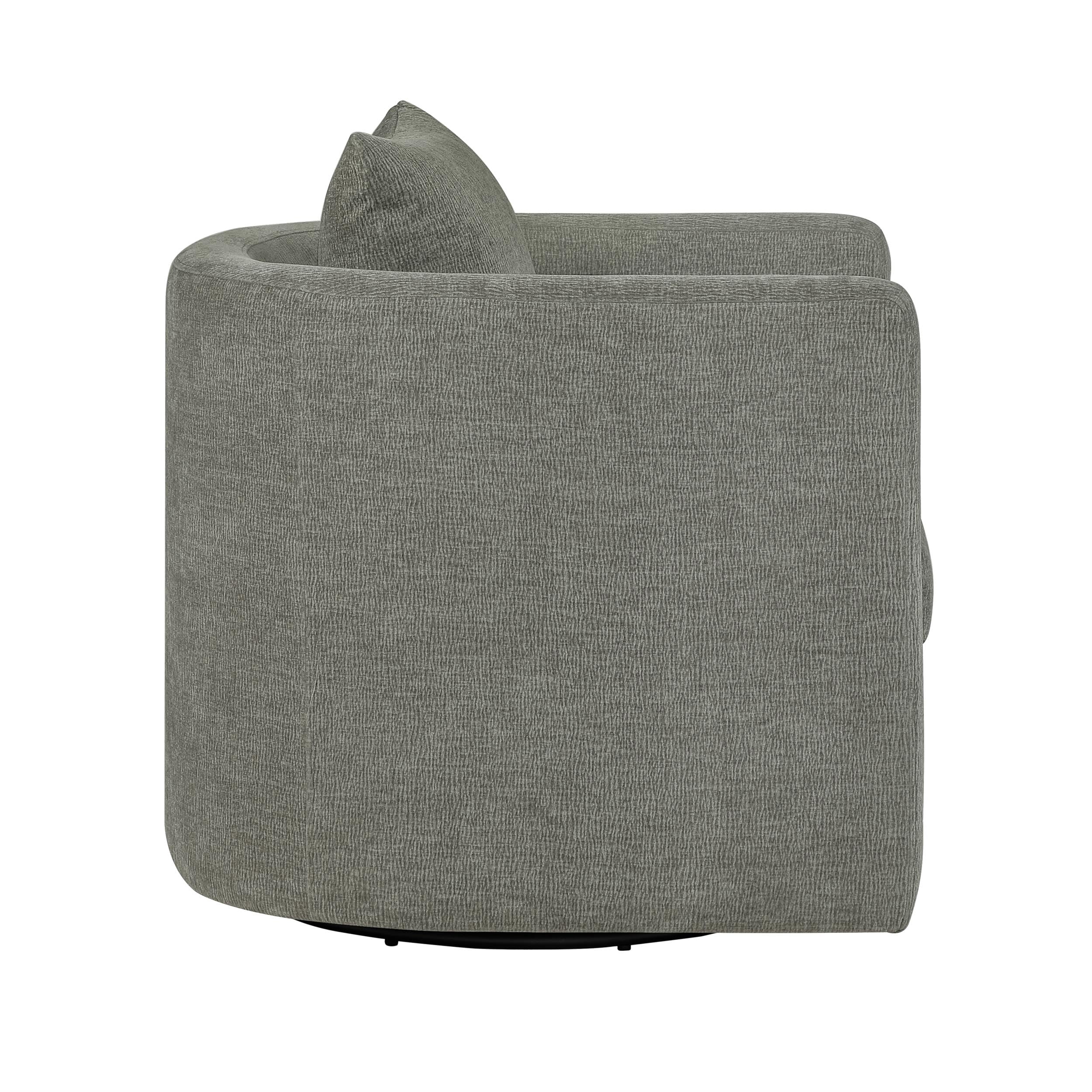 Comfort Pointe Sheldon Dark Gray Fabric Swivel Barrel Accent Chair